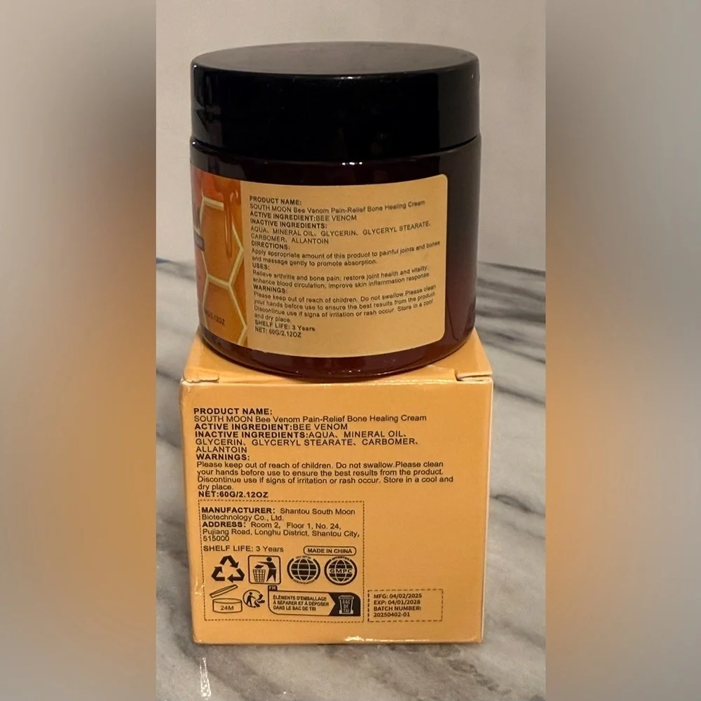 Bee Venom Pain-Relief Cream 2 new jars.  2.12 oz each jar